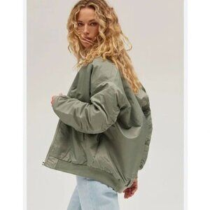 Dynamite Oversized Bomber Coat Sage Jade Green Scandi Soft Girl – S (fits M/L)